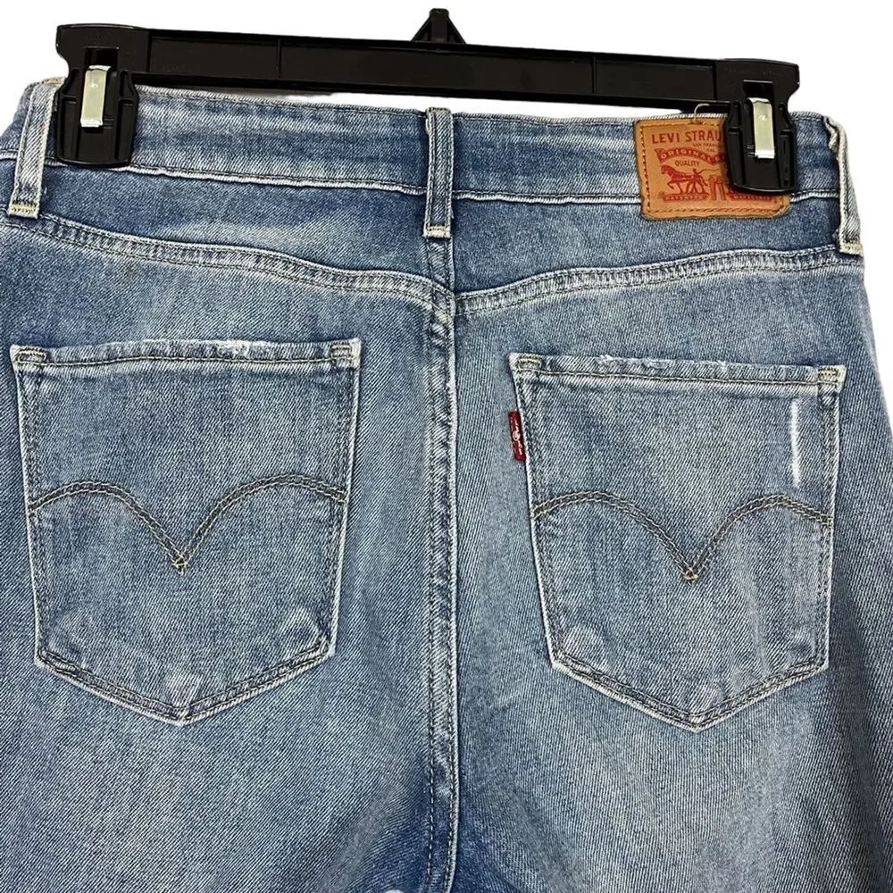 LEVI'S 721 HIGH RISE SKINNY Medium Blue Wash Distressed Red Tab Jeans sz 26 x 32